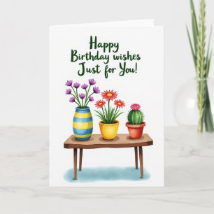 Tarjeta de cumpleaños de planta en maceta encantad