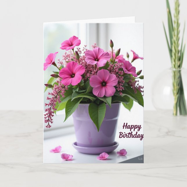 Tarjeta de cumpleaños de planta serena (Anverso)