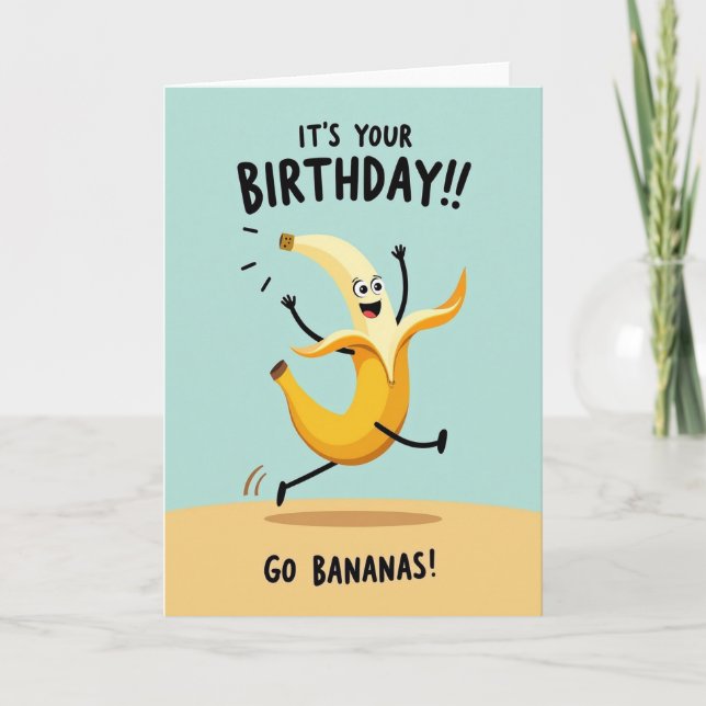 Tarjeta de cumpleaños de plátano alegre (Anverso)