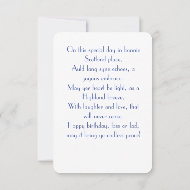 Tarjeta de cumpleaños de poema escocés (Reverso)