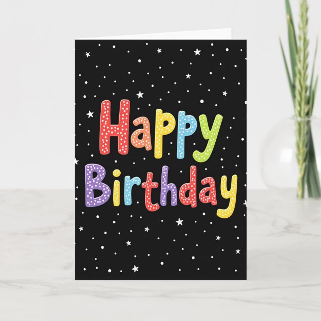Tarjeta de cumpleaños de polca cósmica (Anverso)