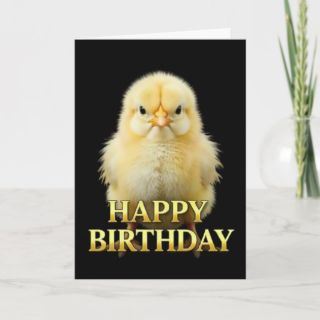 TARJETA DE CUMPLEAÑOS DE POLLITO EN PRIMER PLANO N (Anverso)