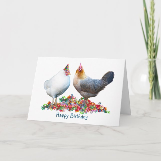 Tarjeta de cumpleaños de pollo fiesta (Anverso)