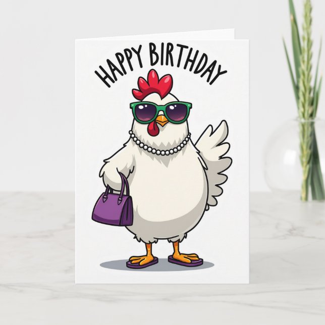 Tarjeta de cumpleaños de pollo genial (Anverso)