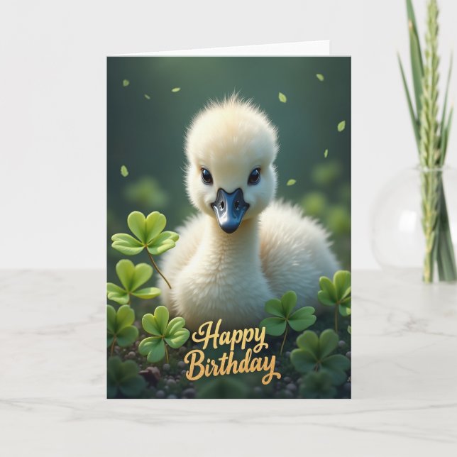 Tarjeta de cumpleaños de polluelo suave (Anverso)