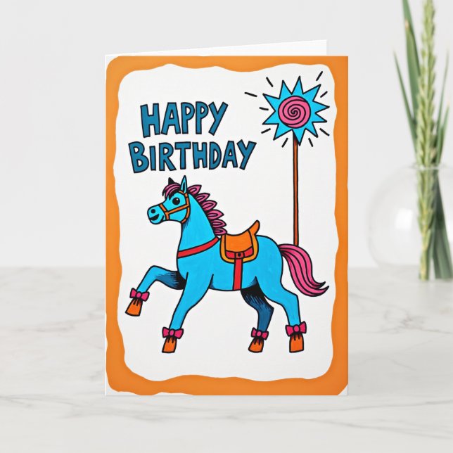 Tarjeta de cumpleaños de pony festivo (Anverso)