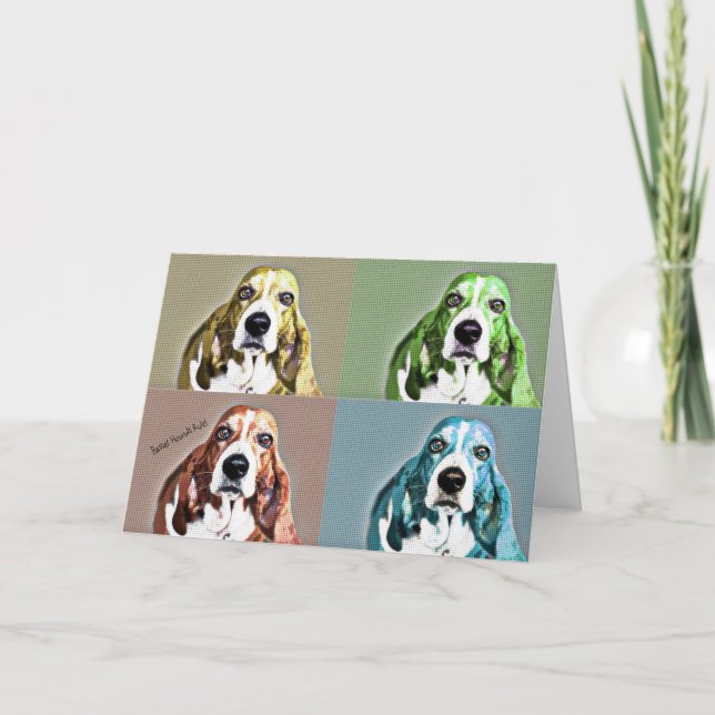 Tarjeta de cumpleaños de Pop Art Basset Hound (Anverso)