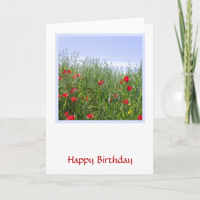 Tarjeta de cumpleaños de Poppy Meadow Personalizab (Anverso)