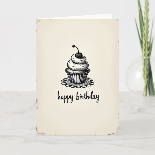 Tarjeta de cumpleaños de postre grabado (Anverso)