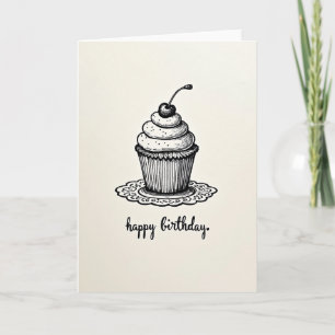 Tarjeta de cumpleaños de postre monocromo