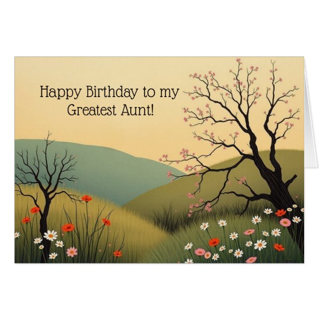 Tarjeta de cumpleaños de pradera primaveral modern (Anverso (Horizontal))