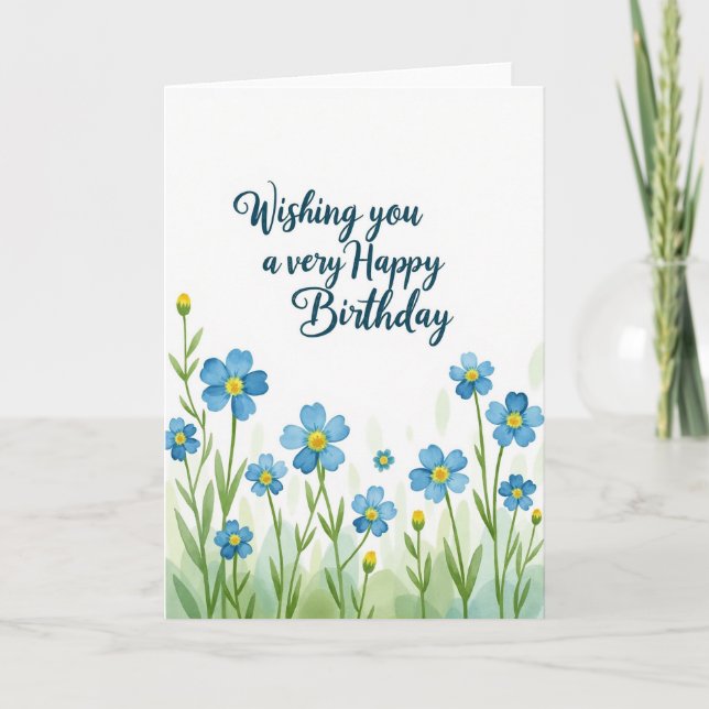 Tarjeta de cumpleaños de prado con acuarela (Anverso)