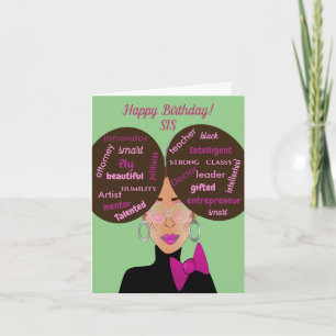 Tarjeta de cumpleaños de prima afroamericana elega