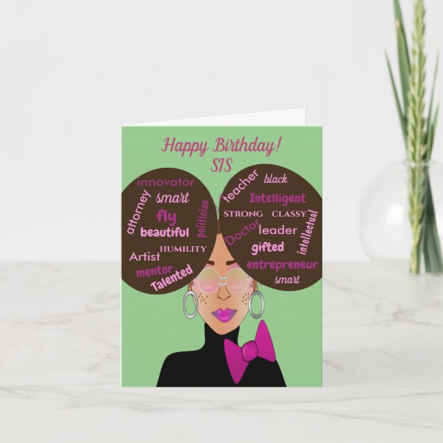 Tarjeta de cumpleaños de prima afroamericana elega (Anverso)