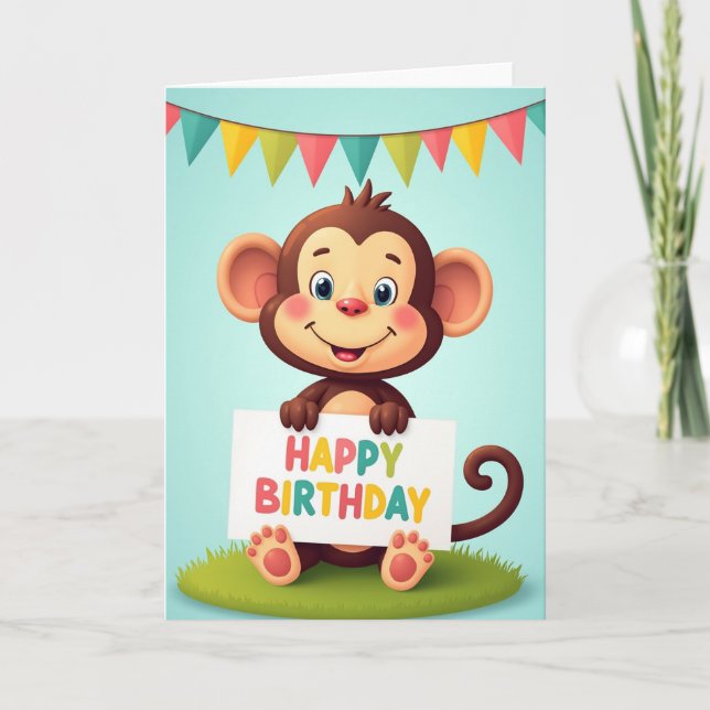 Tarjeta de cumpleaños de primate alegre (Anverso)