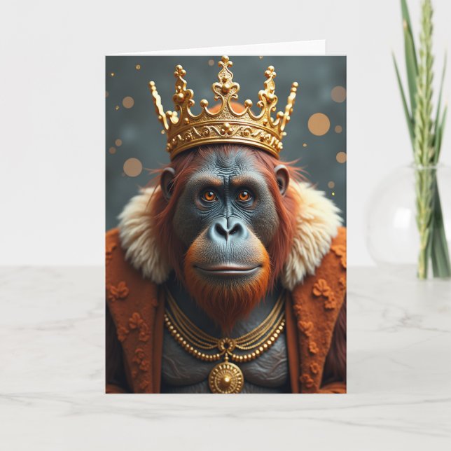 Tarjeta de cumpleaños de primate coronado (Anverso)