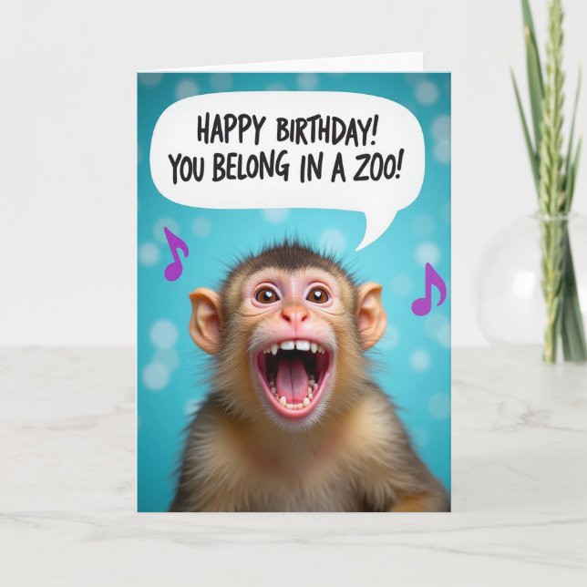 Tarjeta de cumpleaños de primate descarado (Anverso)