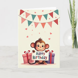 Tarjeta de cumpleaños de primate dulce