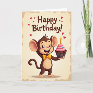 Tarjeta de cumpleaños de primate festivo