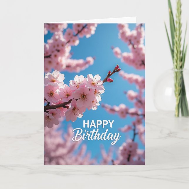 Tarjeta de cumpleaños de primavera rosa (Anverso)