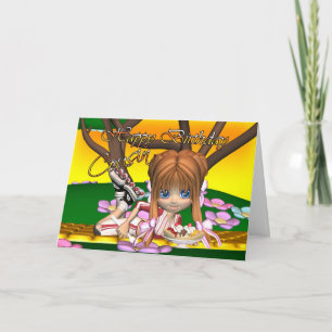 Tarjeta de cumpleaños de primo con pastel cortado 