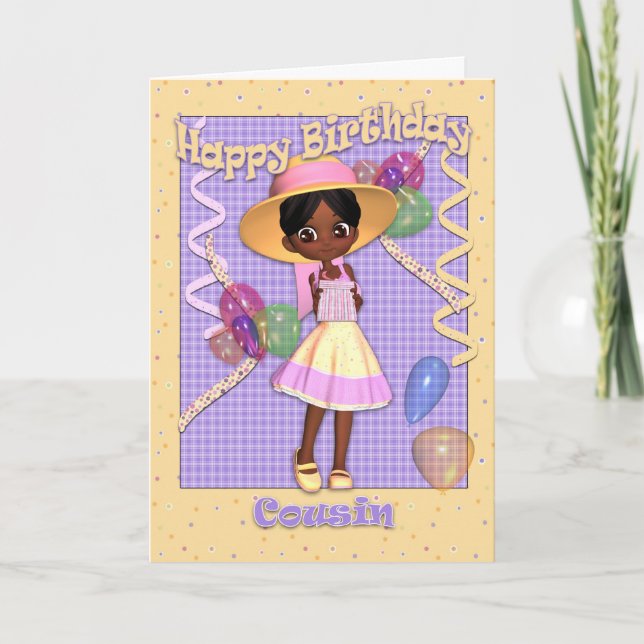 Tarjeta de cumpleaños de primo - Niña pequeña lind (Anverso)