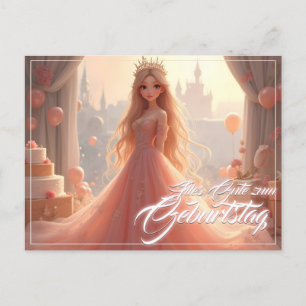 Tarjeta de cumpleaños de princesa en rosa