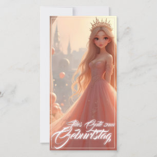Tarjeta de cumpleaños de princesa en rosa