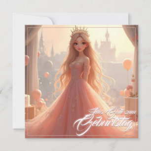 Tarjeta de cumpleaños de princesa en rosa