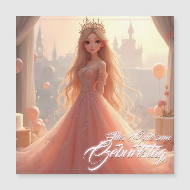 Tarjeta de cumpleaños de princesa en rosa (Anverso)