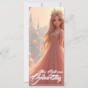Tarjeta de cumpleaños de princesa en rosa