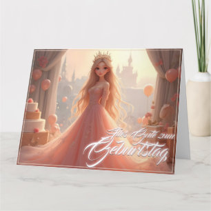 Tarjeta de cumpleaños de princesa en rosa