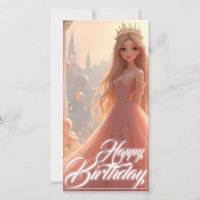 Tarjeta de cumpleaños de princesa en rosa