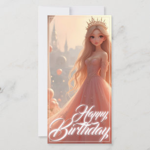 Tarjeta de cumpleaños de princesa en rosa