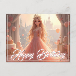 Tarjeta de cumpleaños de princesa en rosa