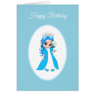 Tarjeta de cumpleaños de princesa linda vestida de