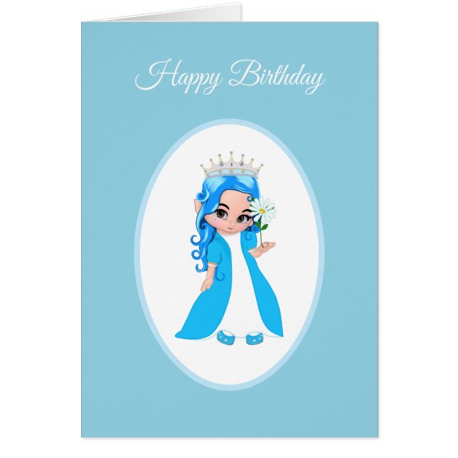 Tarjeta de cumpleaños de princesa linda vestida de (Frente)