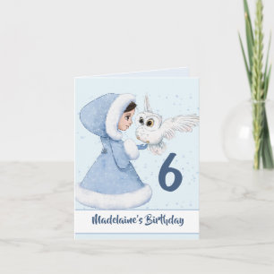 Tarjeta de cumpleaños de princesa niña búho invier