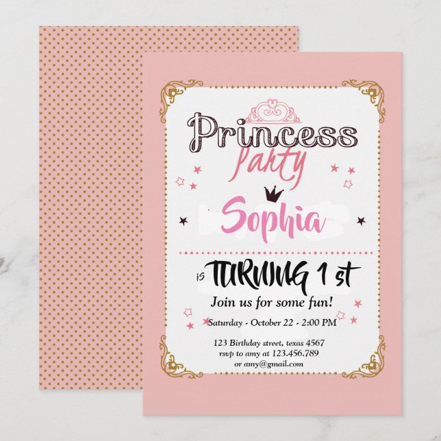 tarjeta de cumpleaños de princesa pequeña (Anverso / Reverso)