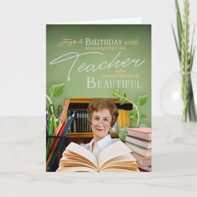 Tarjeta de cumpleaños de profesora de botánica ele (Anverso)