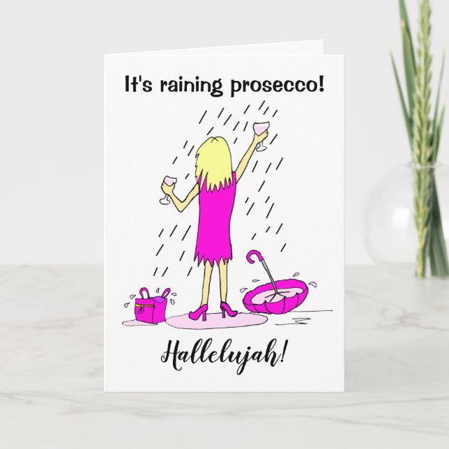 Tarjeta de cumpleaños de Prosecco con lluvia diver (Anverso)