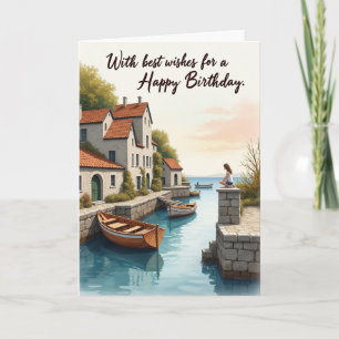 Tarjeta de cumpleaños de pueblo costero dulce