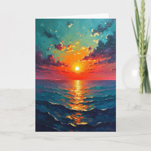Tarjeta de cumpleaños de puesta de sol en el océan