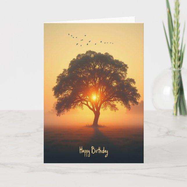 Tarjeta de cumpleaños de puesta de sol pacífica (Anverso)