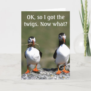 Tarjeta de cumpleaños de Puffin Pair