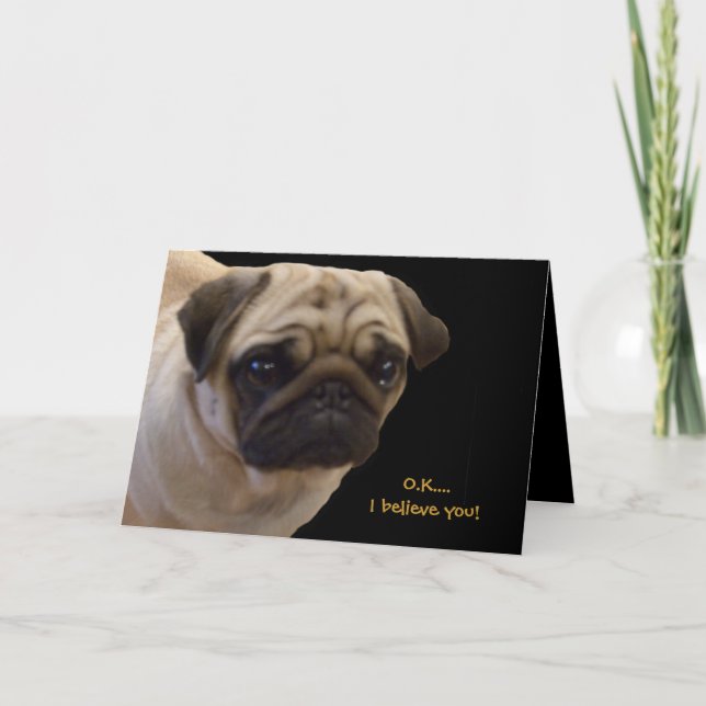Tarjeta de cumpleaños de Pug humorística (Anverso)