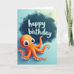 Tarjeta de cumpleaños de pulpo caprichoso