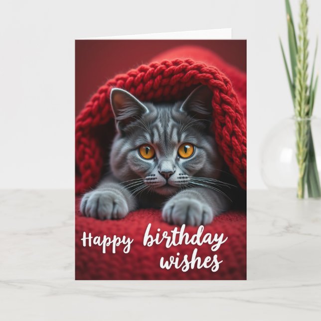 Tarjeta de cumpleaños de punto carmesí (Anverso)