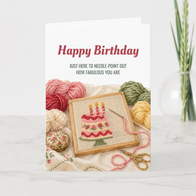 Tarjeta de cumpleaños de punto de aguja para paste (Anverso)