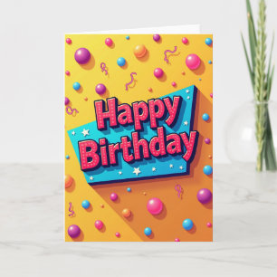 Tarjeta de cumpleaños de punto rosa alegre